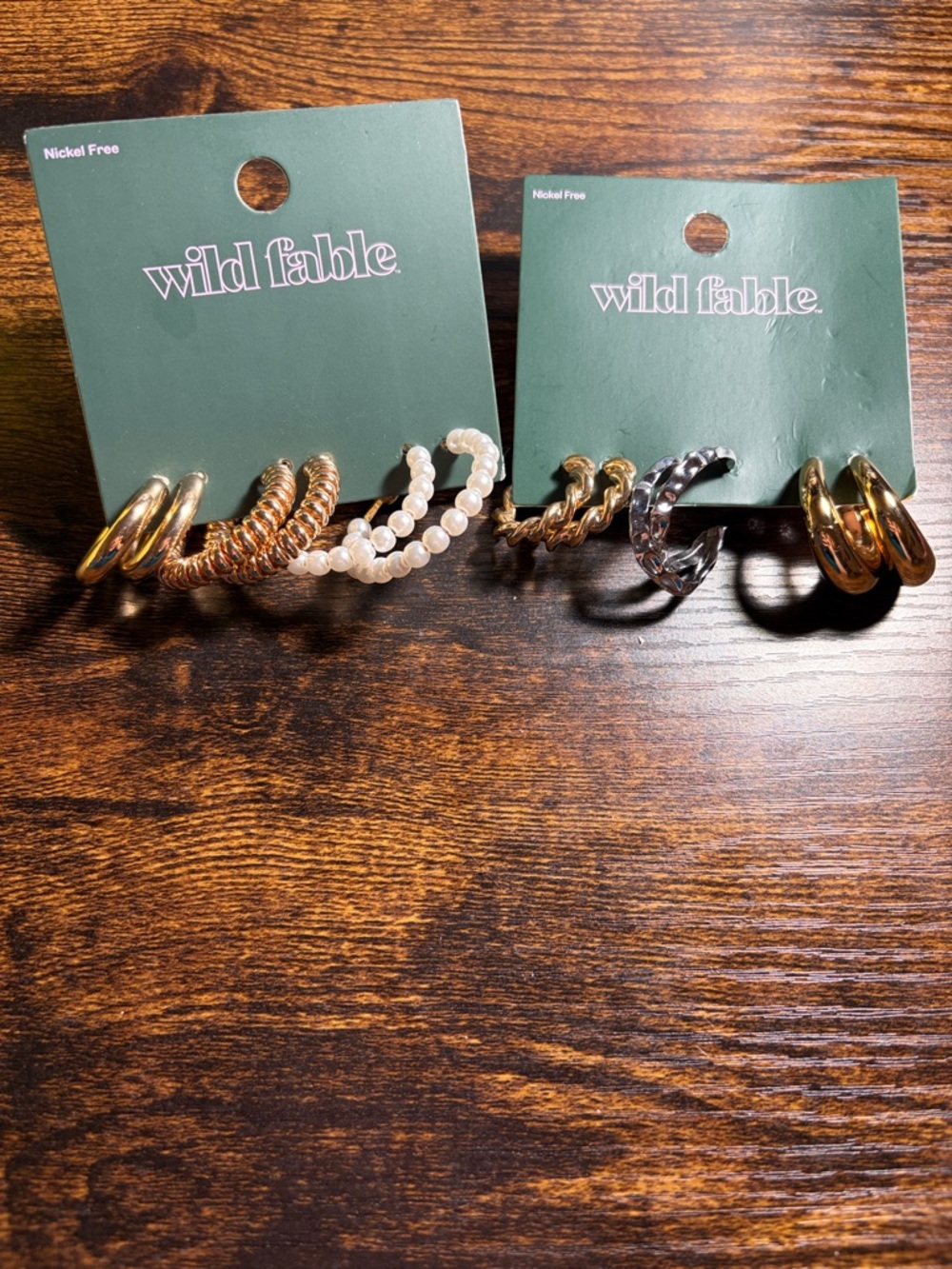 wild fable Gold, Pearl & Silver Mixed Hoop Earring Set - 6 Pairs